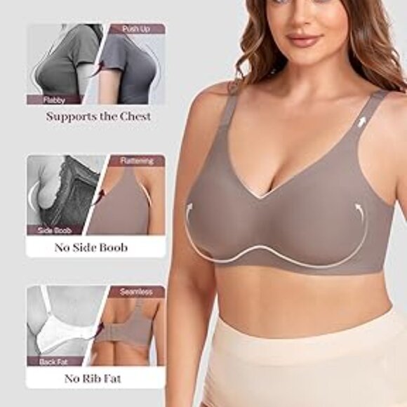 NEW ❤️ GAILIFE Seamless, Supportive, Molded Cups, Push-Up Bra in Taupe - Picture 8 of 9